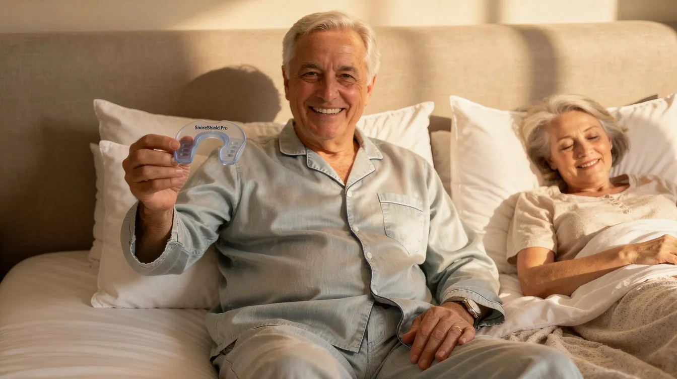 SnoreShield Pro - Man holding mouthpiece