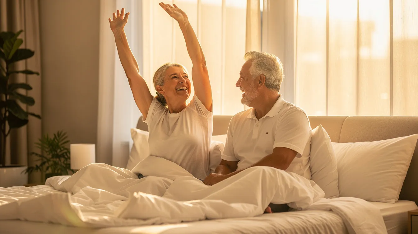 Couple waking up rested together